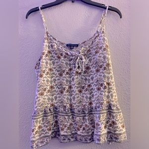 American Eagle Boho style tank top, white floral print, size XL